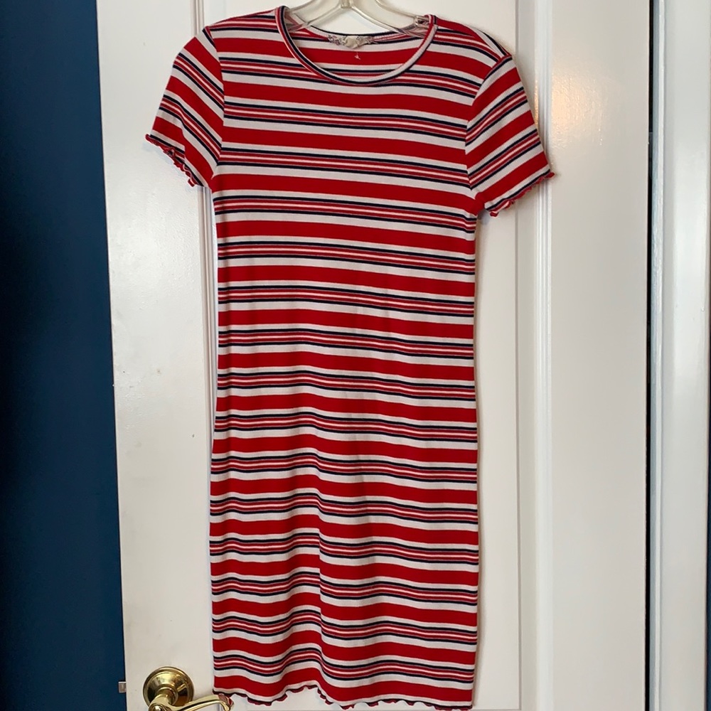 Striped ribbed stretch dress